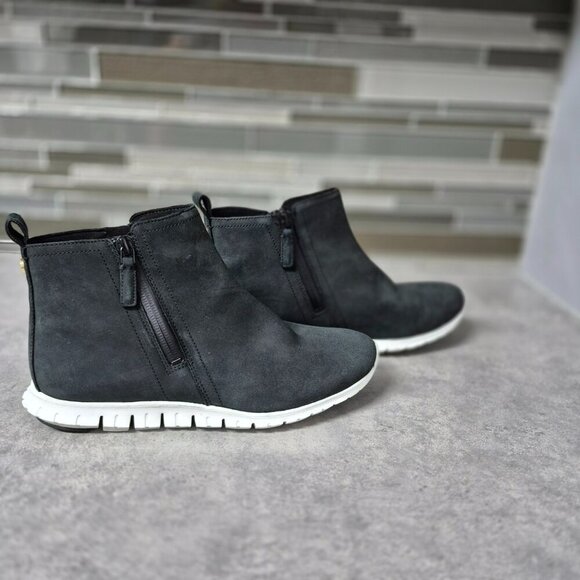 6.5 Cole Haan ZeroGrand Black Nubuck Waterproof Ankle Boots - Picture 5 of 13